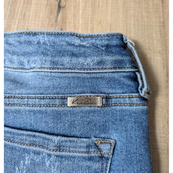 Kancan Blue Jeans Size 29X32 Flare High Rise Distressed Stretch - Picture 5 of 11